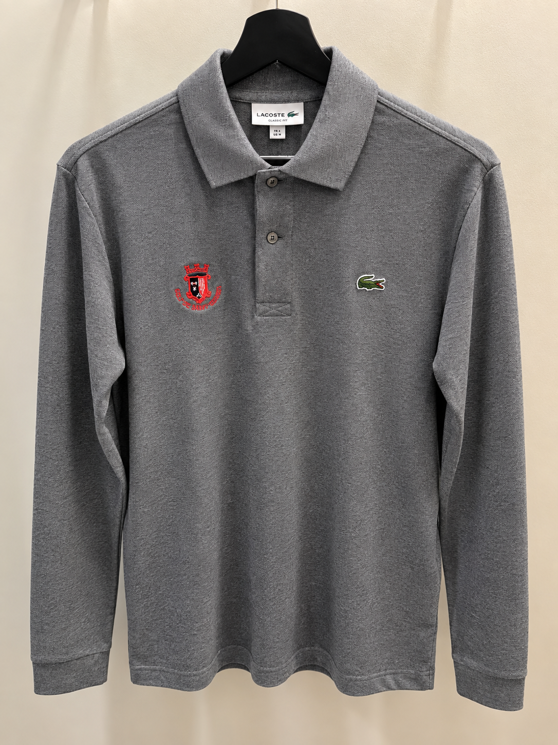 Polo Lacoste manches longues « Golf de Saint-Germain » Gris anthracite homme