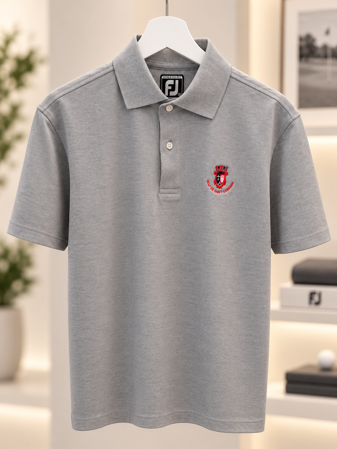 Polo FootJoy pique solid gris « Golf de Saint-Germain » Homme